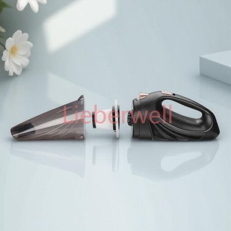 12V Car Portable Vacuum Powerful Wet and Dry Suction, Automatic Cleaning, Cordless Rechargeable for Vehicle Detailing, Black (1/5)
