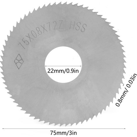HSS-Scheibenfräseinsatz, 75 x 0,8 x 22 mm, 72 Zähne (1/5)