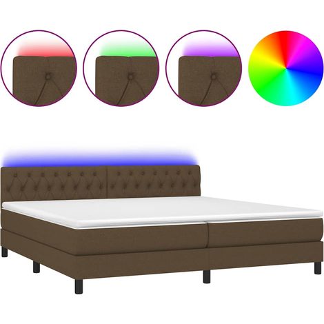 Maison Exclusive - Letto a Molle Materasso e LED Marronescuro 200x200cm in Tessuto (1/5)