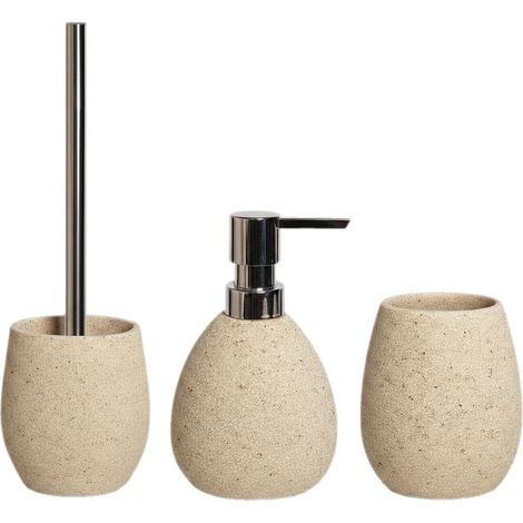 Ensemble d'Accessoires de Salle de Bain Couleur Sable, 3 pièces, Set Complet Salle de Bain Moderne (1/5)