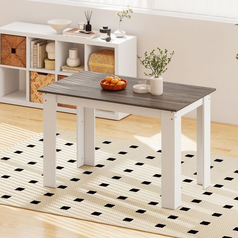 COSTWAY 120cm Wooden Dining Table for 4-6 People Farmhouse Style Rectangular White (1/5)