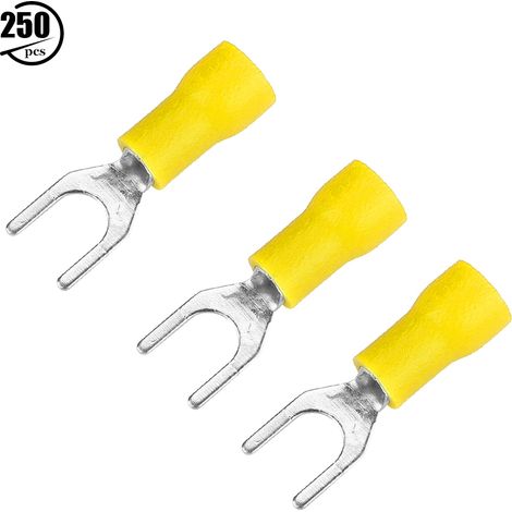 Jeu de 250 pinces à sertir pour fils électriques isolés avec cosses à sertir (jaunes) (1/5)