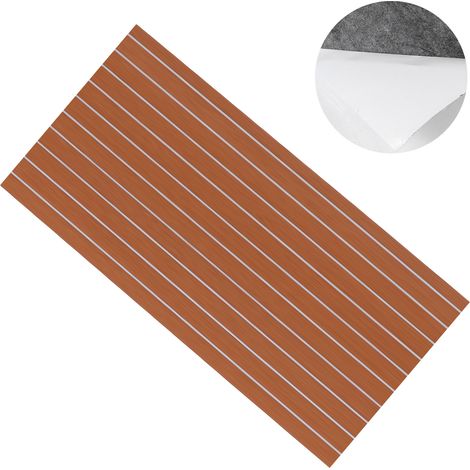 Tapis de sol bateau marine EVA mousse antidérapant pont feuille 240x60cm marron clair blanc camping-car (1/5)