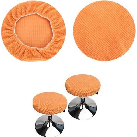 Housses de tabourets ronds (lot de 2 pièces orange), adaptées aux tabourets 28-40cm, bar et café, housses de tabourets ronds élastiques, lavables et faciles à entretenir, douces et durables (1/5)