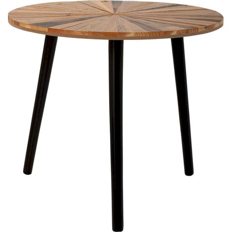 Table d'appoint ronde bois et métal noir style contemporain - Bois naturel et pieds noirs (1/5)
