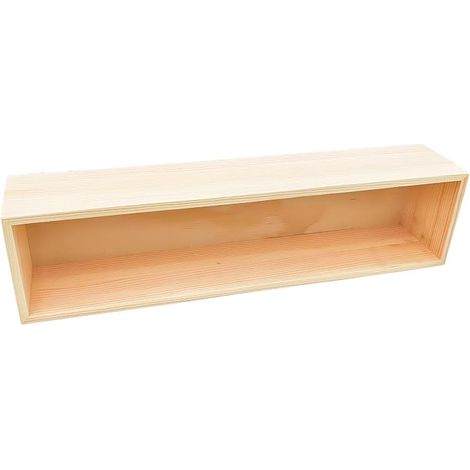Lot de 2 boîtes de rangement rectangulaires en bois brut 40 x 10 x 8 cm – Récipient rustique en bois naturel pour la maison, le bureau et la décoration du lieu (1/4)