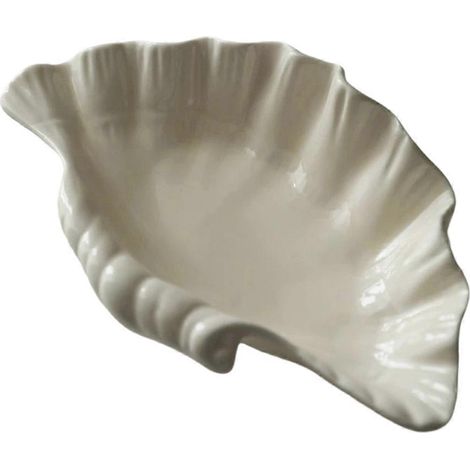 Retro-Teller aus cremefarbener Keramik in Muschelform, Obstteller, Serviertablett, Geschirr, Schmuckschale, Geschenkgeschirr (1/5)