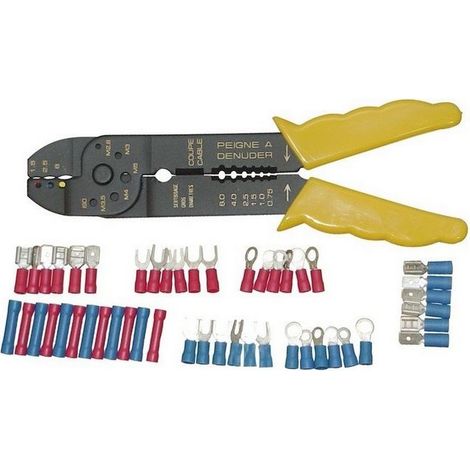 Assortiment de 48 cosses electriques et pince a sertir