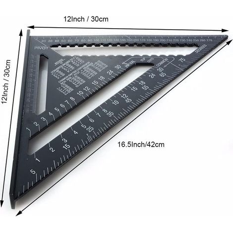 Multifunktionaler Zimmermannswinkel (17 cm und 30 cm), dreieckiges Aluminiumlineal, Anreißlehre, 45/90-Grad-Winkelmesser, Tischler- und Heimwerkerwerkzeuge (1/4)