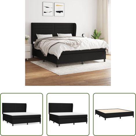 vidaXL Kopfteil - Boxspringbett mit Matratze Schwarz 180x200 cm Stoff (1/5)