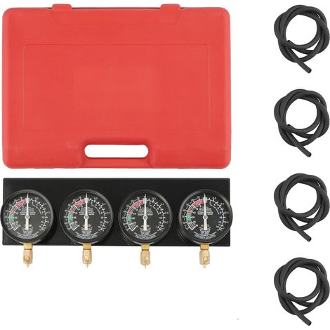Kit de herramientas para sincronizar carburadores, acero resistente, 30,5 x 25,4 x 7,6 cm, compatible con la mayoría de carburadores de motocicletas, calibra varios carburadores simultáneamente, pesa (1/5)