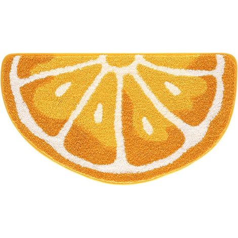 Tapis de bain, 45 x 80 cm (Orange), Doux, Non glissant, Microfibre absorbante, Lavable en machine, Convient aux toilettes (1/5)