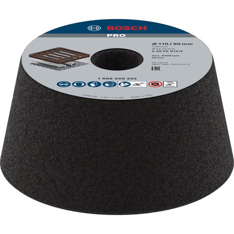 Bosch Schleiftopf, konisch-Metall/Guss 90 mm, 110 mm, 55 mm, 60 (1/5)