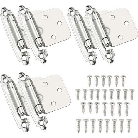 6 Cerniere per porte a chiusura automatica, in acciaio laminato a freddo, con molla e ammortizzatore, ideali per armadi, scarpiere, librerie, cantine... (1/5)