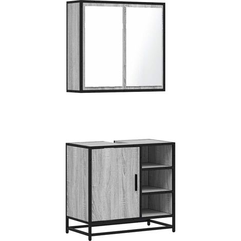 Maison Exclusive - 2-tlg. Badmöbel-Set Grau Sonoma Holzwerkstoff