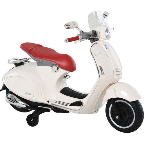 MOTO ELETTRICA PER BAMBINI CON LICENZA UFFICIALE VESPA. 2 ROTELLE. LUCI E SUONI. 108X49X75 CM. BIANCA (1/5)