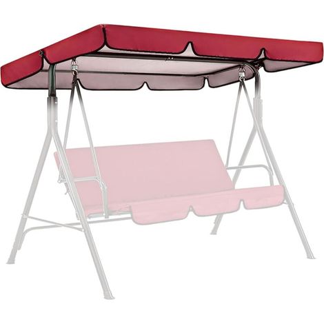 Rouge, Housse de balancelle de jardin, 249 x 185 x 18 cm, Imperméable et durable, Auvent de remplacement universel pour balancelle de jardin, Tissu Oxford, 3 places, Protection UV (1/5)