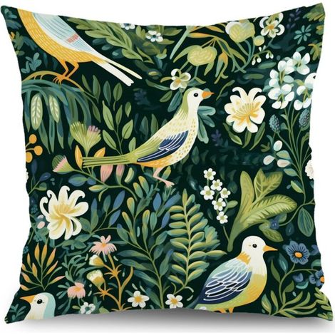 Housse de coussin floral été papillon, décoration canapé élégant,50×50cm (1/5)