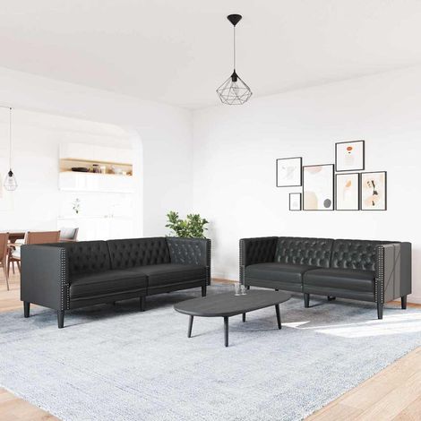 Sofa Set 2 pcs Black 194 x 74.5 x 70.5 cm Faux leather vidaXL (1/5)