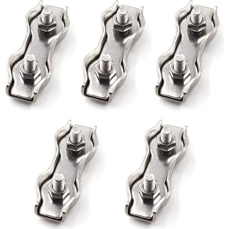 M6 304 Stainless Steel Wire Rope Clip Cable Clamp 5 Pieces (1/4)