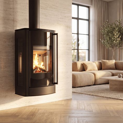 Wandhängender Kaminofen AB ENYO R VIEW 5,5 kW 150 mit Wandhalterung (1/5)