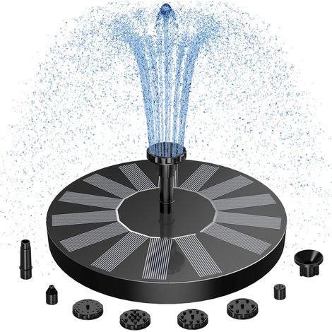 Fontaine Solaire pour Extérieur Améliorée avec 6 Effets de Pulvérisation Pompe D'étang Solaire Flottante Solaire pour Jardin, Étang, Bain D'oiseaux (1/5)
