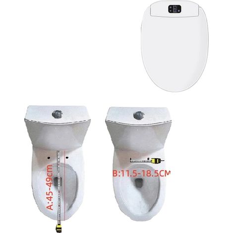 Sedile bidet per WC, riscaldato, con acqua calda istantanea, modello corto da 480 mm, spina europea. (1/2)