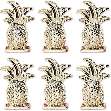 Lot de 6 porte-noms/porte-cartes de table dorés en forme d'ananas, avec pinces à photos et étiquettes de prix - FFY (1/4)