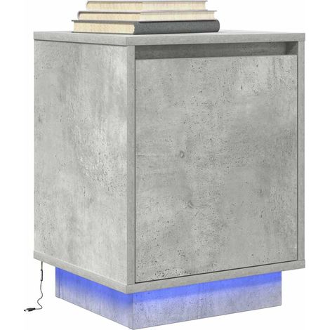 Nachttisch mit LED-Leuchten Betongrau 38x34x50 cm