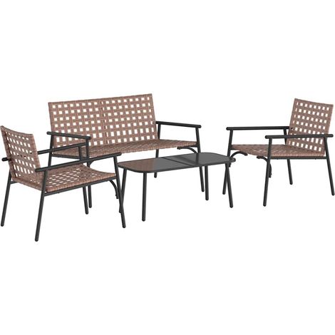 Ensemble de salle à manger pour jardin 4 pcs,Salon de jardin Marron polyrotin CFW39449 (1/5)