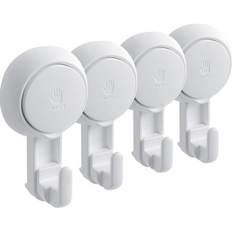 ZOLGINAH Crochet Ventouse Mural Lot de 4, Crochet Ventouse Puissante Sous Vide, Crochet Vitre Salle de bain Sans Perçage Résistants Jusqu'à 5 kg Réutilisables pour la Salle de Bain et Cuisine (1/5)