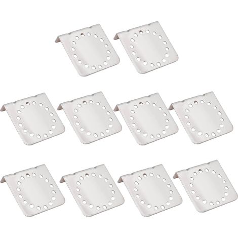 Lot de 10 supports d'angle galvanisés, équerres de fixation pour clôture électrique à tige ronde. (1/5)