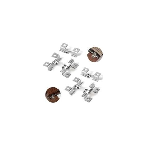 QORVA-100 Clips WPC en acier inoxydable Clips de fixation pour terrasse 8mm Clips de fixation pour terrasse en composite Fixation invisible Plage de serrage 8 mm, Argent