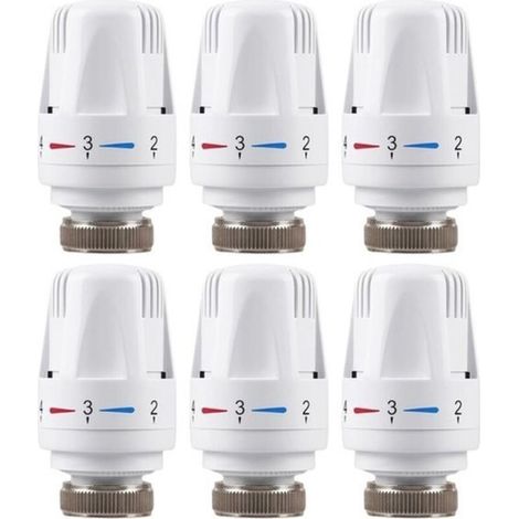 Set mit 6 Thermostat-Heizkörperventilköpfen M30 x 1,5, Thermostat-Heizkörperventile, Ersatz-Thermostat-Heizkörperventilköpfe für Zuhause und Büro