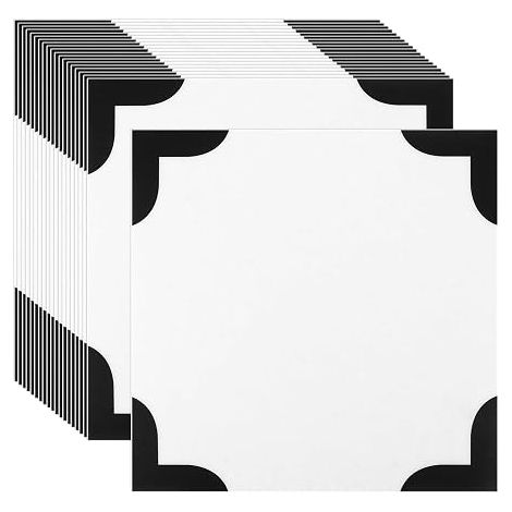 20 x Self Adhesive Vinyl Flooring 30 x 30 cm PVC Flooring 1.8 m² Waterproof Square Frame Black on Cream White Kitchen Bathroom Flooring for Rental (1/5)