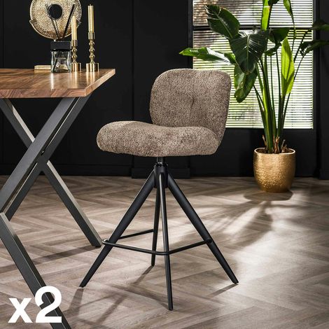 Tabouret de bar pivotant en bouclette taupe (lot de 2) GALWAY (1/4)