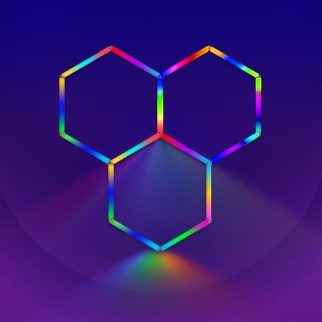 Kit 3 LED Hexagonal RGB 27W 110lm/w - SILAMP (1/2)