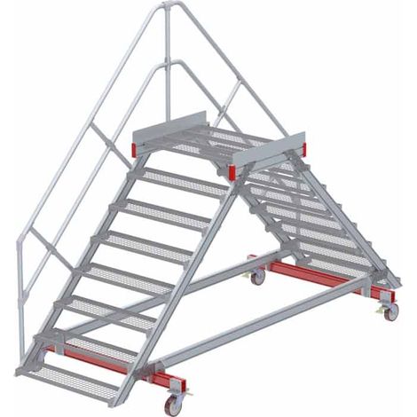 Euroline 512 mobiler Überstieg 45° Stufenausführung Stahl Gitterrost Stufenbreite 1000mm 8 Stufen