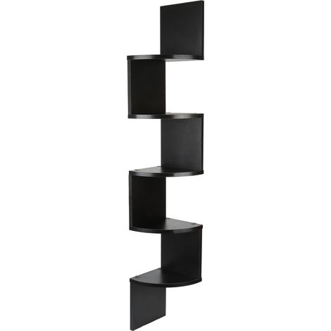 Skecten Estantes de Esquina montados en la Pared / Estantería Rinconera con 5 Estante - Negro (1/5)