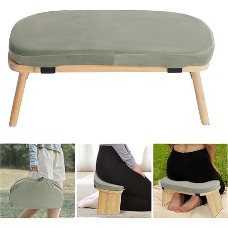 Sgabello da meditazione in bambù, alto 44,5 cm, largo 35,5 cm, supporta fino a 180 kg, facile da montare. (1/5)