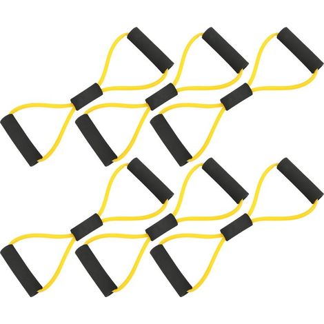 6 pièces Figure 8 tirer corde Fitness Yoga entraînement sangle ceinture TPE maison gymnastique résistance bandes jaune (1/5)