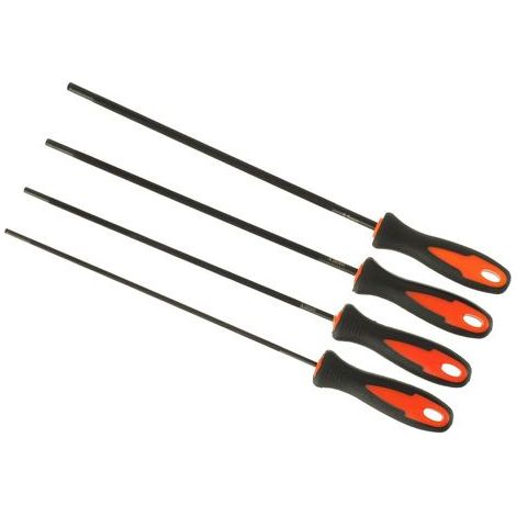 BUNTHAUS 4 Pièces Lime tronconneuse, Lime Chaine tronconneuse,Lime à Cheval pour tronçonneuse, Lime avec poignée, il Existe 4 Tailles de 3,2 mm, 4,0 mm, 4,8 mm, 5,5 mm, adaptée à la tronçonneuse DIY (1/5)