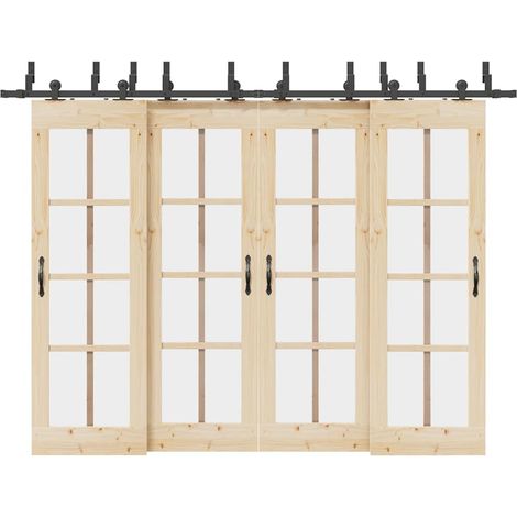 Schiebetürbeschlag-Set 305 cm Stahl Schwarz