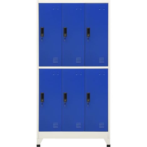 vidaXL Armadietto con Serratura Grigio e Blu 90x45x180 cm in