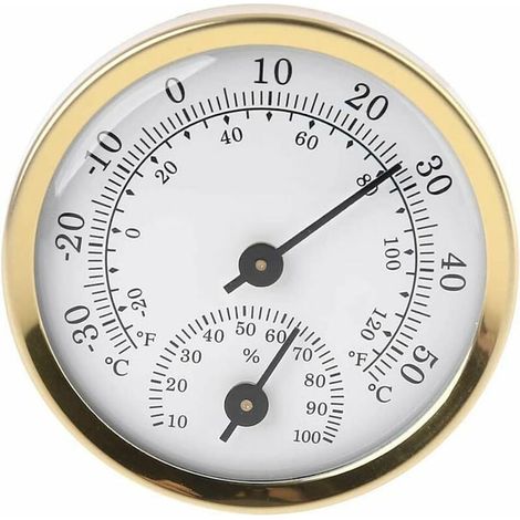 Thermomètre et hygromètre analogique en alliage, doré, mesure température et humidité, décoration et maison (1/3)
