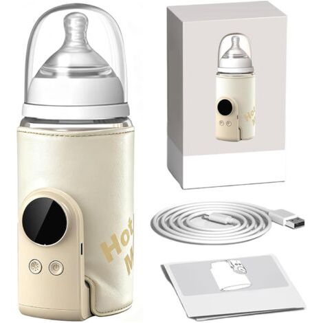 Chauffe Biberon Nomade, Chauffe Biberon Portable Sans Fil avec Écran LCD et Contrôle Intelligent, 8000 mAh, 6 Niveaux de Température Réglable pour Lait et Aliments Bébé en Voyage Voiture (1/5)