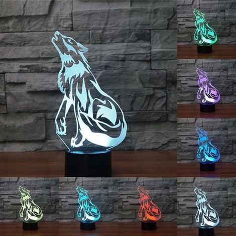 Lampe LED 3D Loup - Rouge - Rechargeable USB - Tactile
