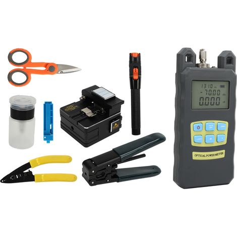Glasfaser-Reparaturset, optischer Leistungsmesser, Abisolierzange, Adapterschlüssel, VFL-Fehlerortungsgerät (Visual Fault Locator) (1/5)