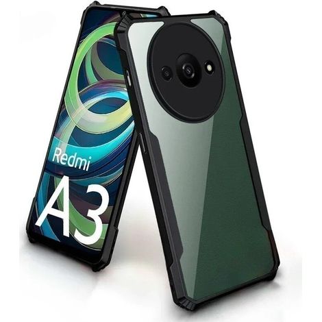 Custodia per Xiaomi Redmi A3, ibrida anticaduta, nera (1/4)