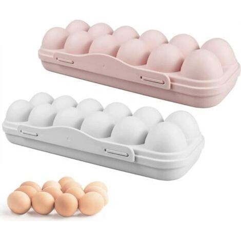 2 Pièces Boîte à Oeufs,12 Grilles Boîte de Rangement des Oeufs Frigo en Plastique avec Couvercle, Plateau à œufs Support à œufs pour Réfrigérateur,Conteneur de Stockage d'oeufs- 29,5 x 10 cm (1/5)